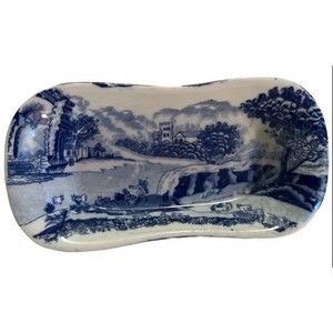 1920s Victoria Ware Ironstone Porcelain Blue and White serving dish
